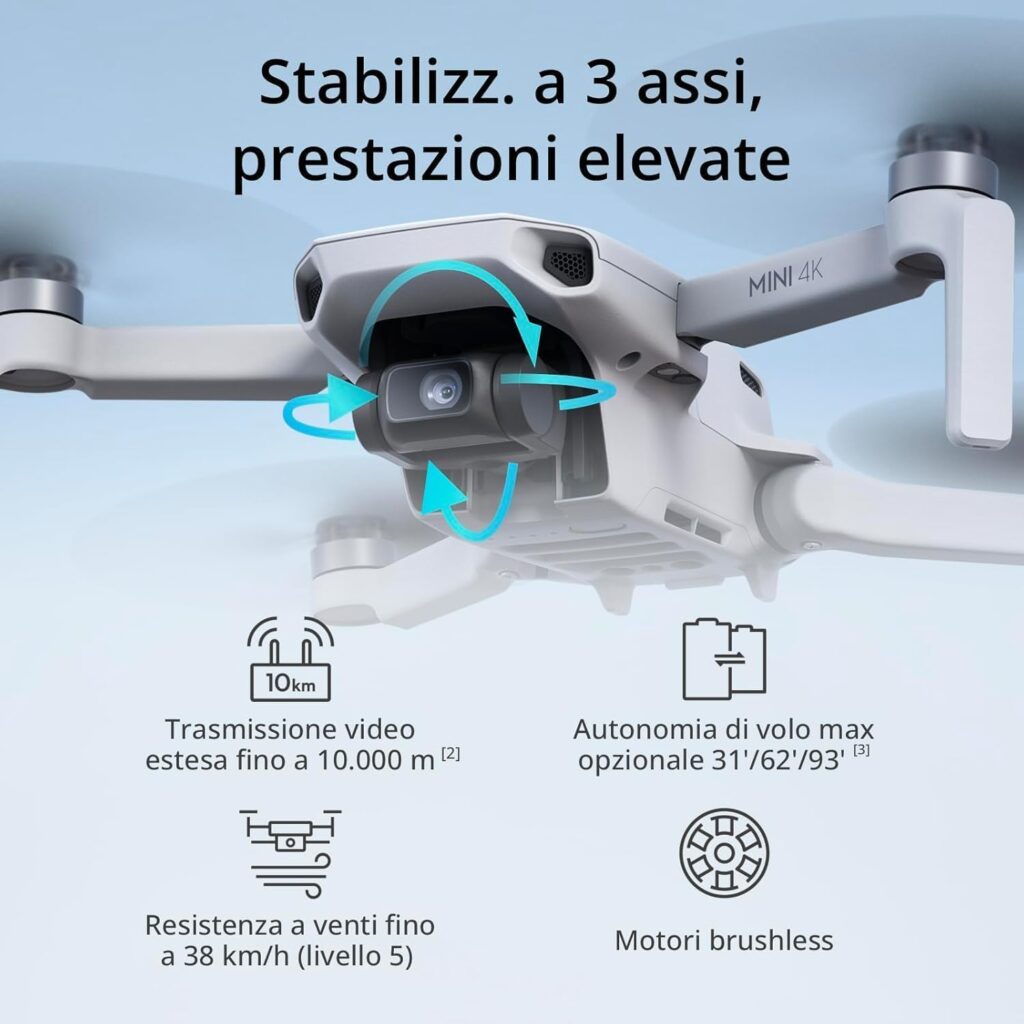 DJI Mini 4K drone 4K leggero con stabilizzatore confronto DJI Mini 3 qualità video e prestazioni