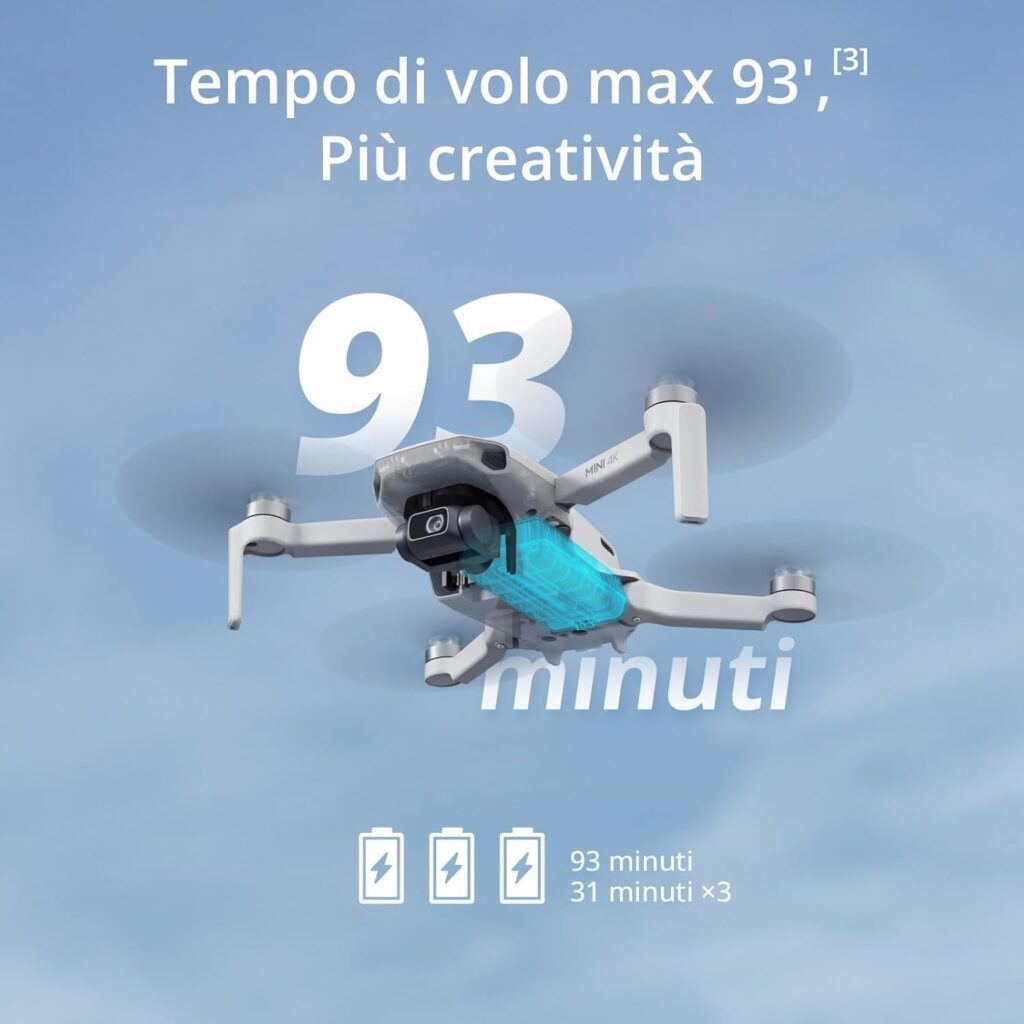 DJI Mini 4K drone 4K leggero con stabilizzatore 3 assi confronto DJI Mini 3 qualità video e autonomia