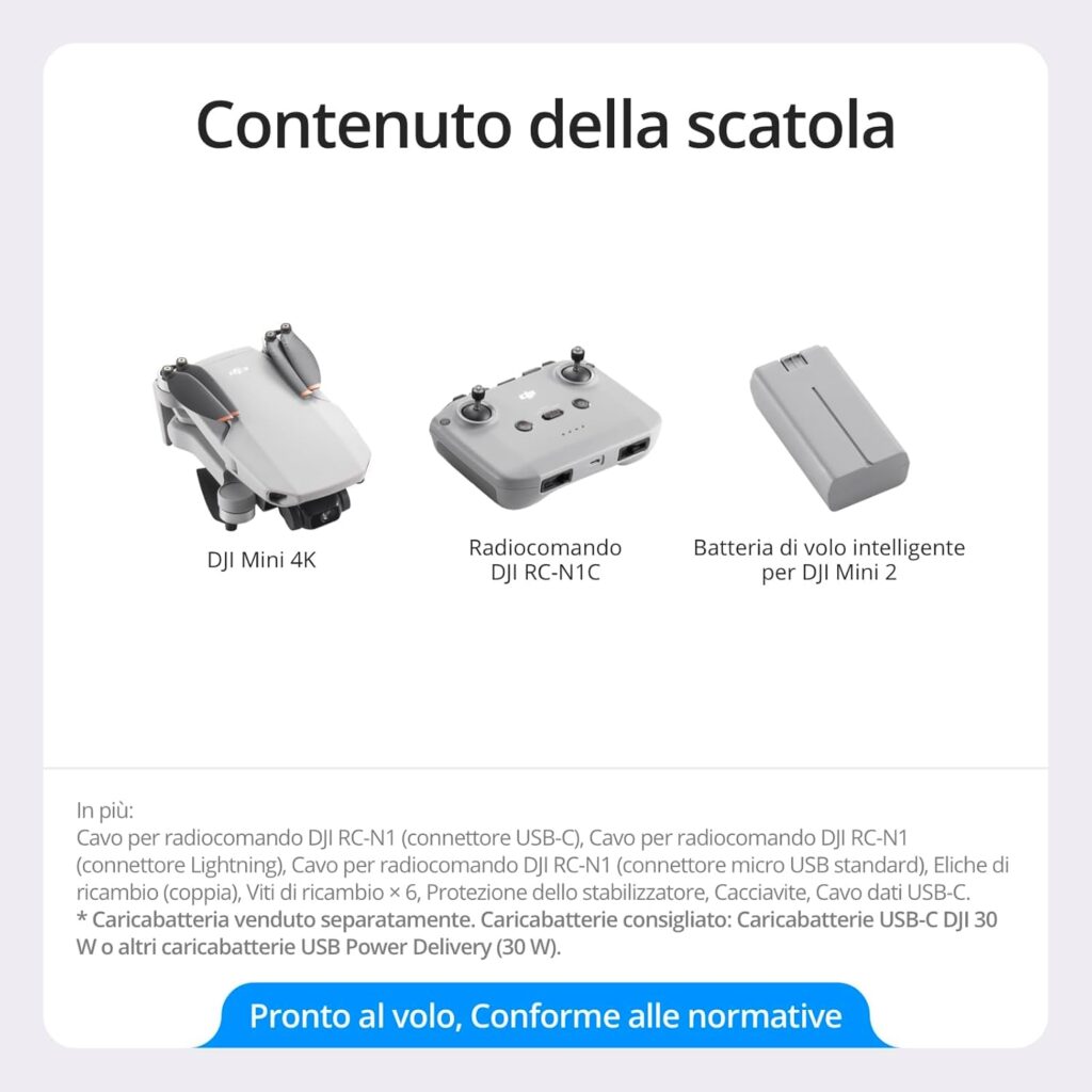 drone DJI Mini 4K con fotocamera 4K stabilizzata confronto con DJI Mini 3 drone leggero per principianti