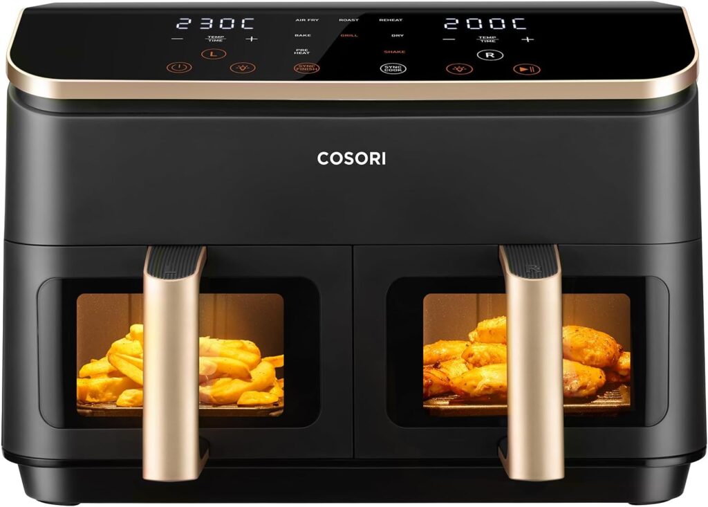 COSORI friggitrice ad aria doppio cestello 8,5L Dual Zone con finestra LED per cucina sana e cottura veloce