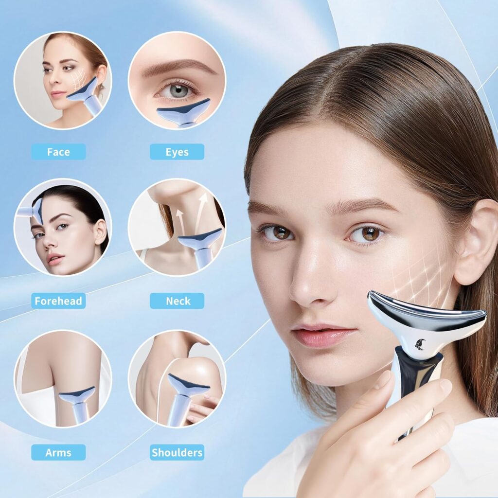 massaggiatore viso EMS con luce LED dispositivo antirughe viso e collo