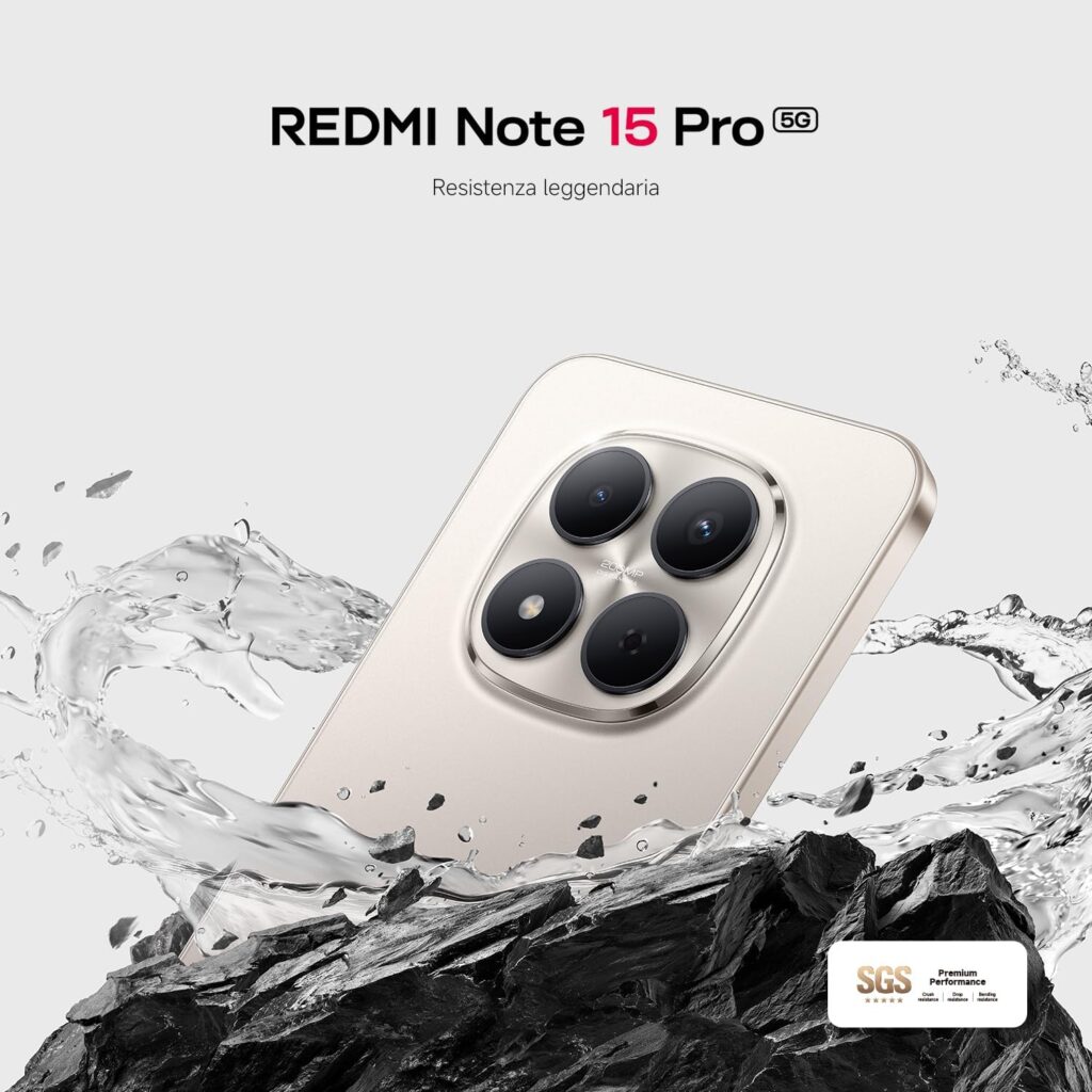 Smartphone Xiaomi Redmi Note 15 Pro 5G con fotocamera da 200MP e design moderno