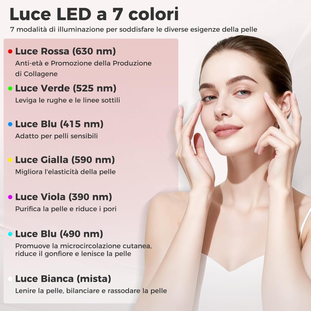 Massaggiatore viso EMS gua sha elettrico lifting antirughe LED 7 colori massaggiatore viso EMS lifting gua sha elettrico radiofrequenza LED 7 colori trattamento antirughe pelle tonica