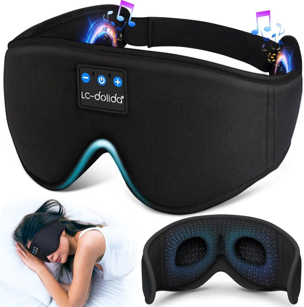 LC-dolida maschera per dormire Bluetooth con cuffie wireless nero