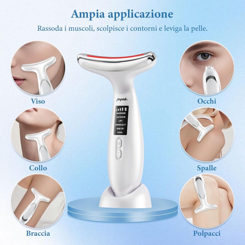 Alt Text:
massaggiatore viso e collo EMS lifting naturale stimolazione collagene