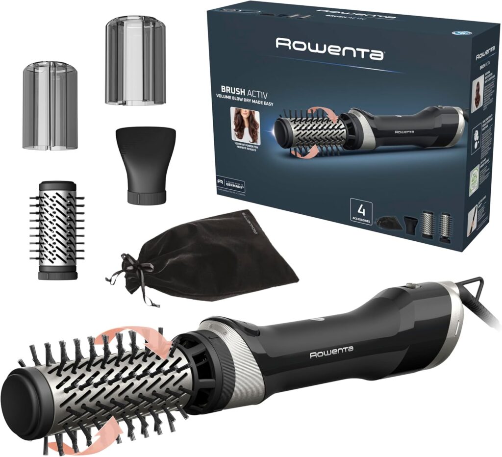 Rowenta Brush Activ spazzola rotante ad aria calda per asciugare e modellare i capelli con volume e styling professionale.