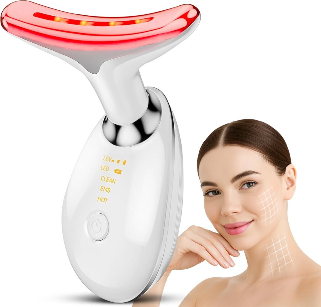 massaggiatore viso antirughe EMS kepsa lifting facciale microcorrente LED calore 45 gradi trattamento pelle viso collo