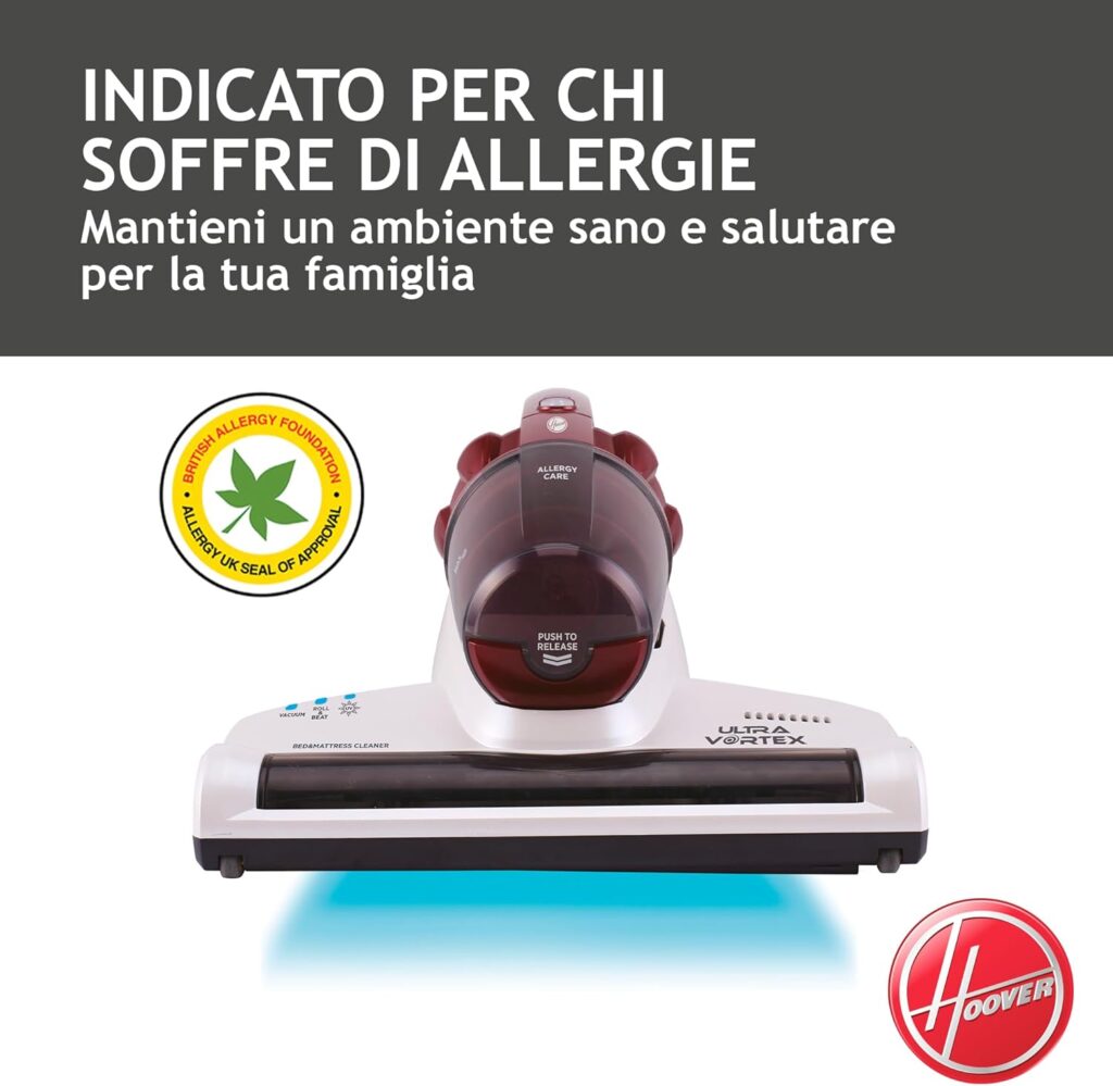 aspirapolvere materasso hoover ultra vortex uv-c antibatterico