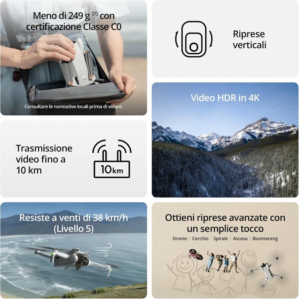 DJI Mini 3 compatto e pieghevole facile da trasportare durante viaggi e avventure
