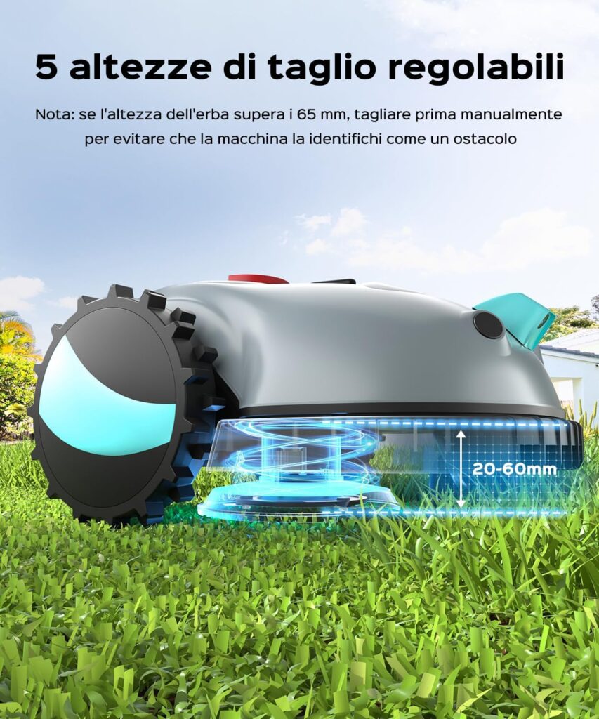 robot tagliaerba YARDCARE V100 senza filo con navigazione intelligente per piccoli giardini