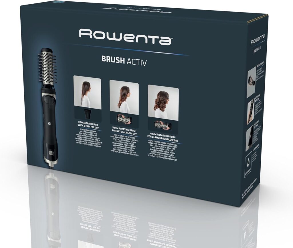 Rowenta Brush Activ spazzola rotante in ceramica per asciugare e modellare i capelli con volume naturale.