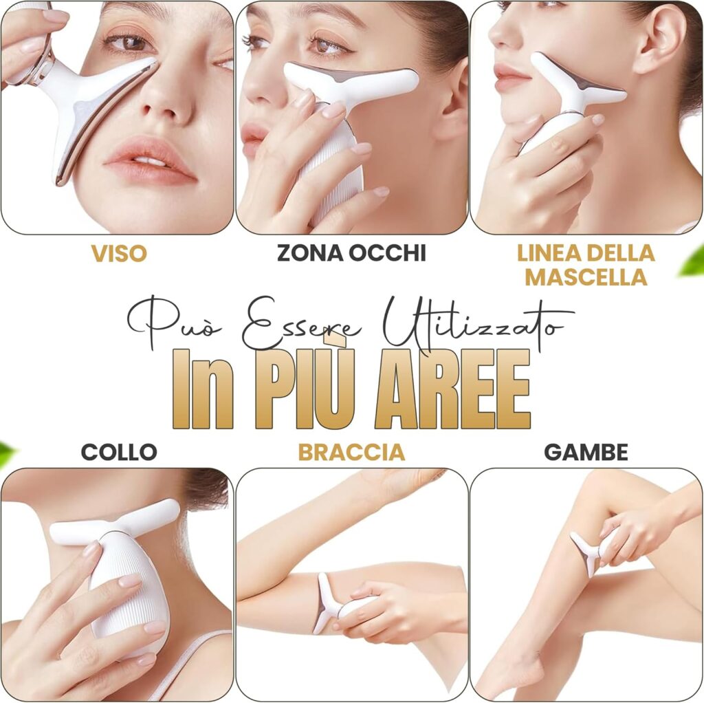 Massaggiatore Viso EMS Antirughe Kepsa massaggiatore viso antirughe EMS kepsa lifting facciale microcorrente luce LED calore 45 gradi trattamento viso collo