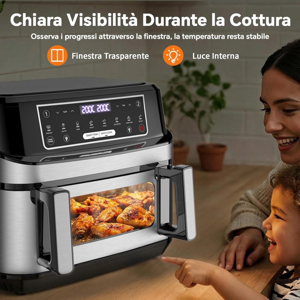 ALT: air fryer 12 litri finestra luce interna controllo cottura