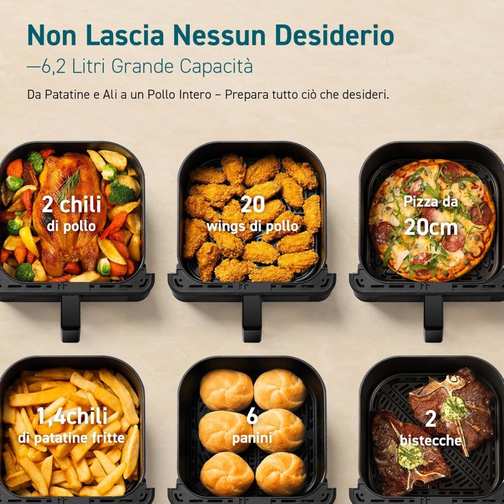 Friggitrice ad aria Cosori Clear Blaze con capacità familiare e tecnologia avanzata di circolazione dell’aria