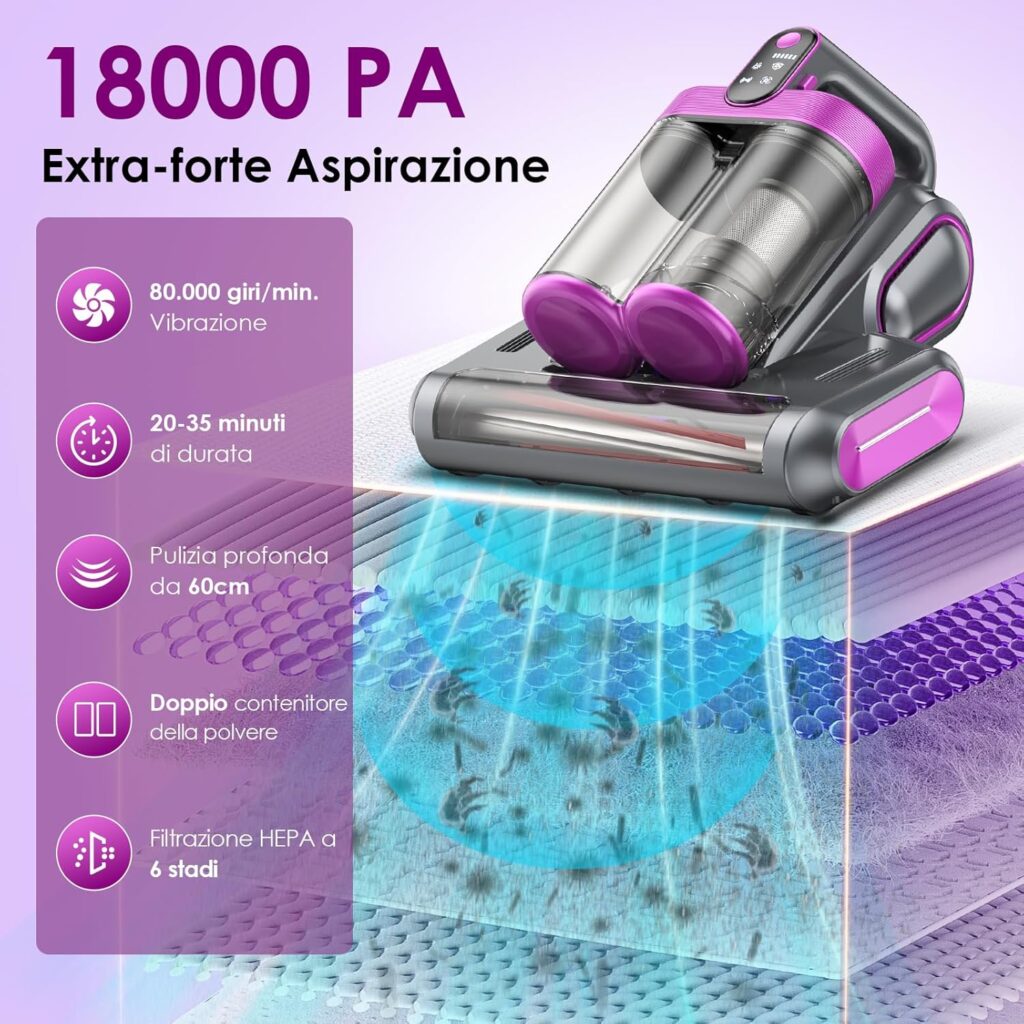 aspirapolvere materasso con sterilizzazione UV