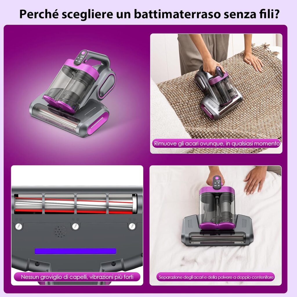 aspirapolvere materasso UV antiacaro senza fili EMT1