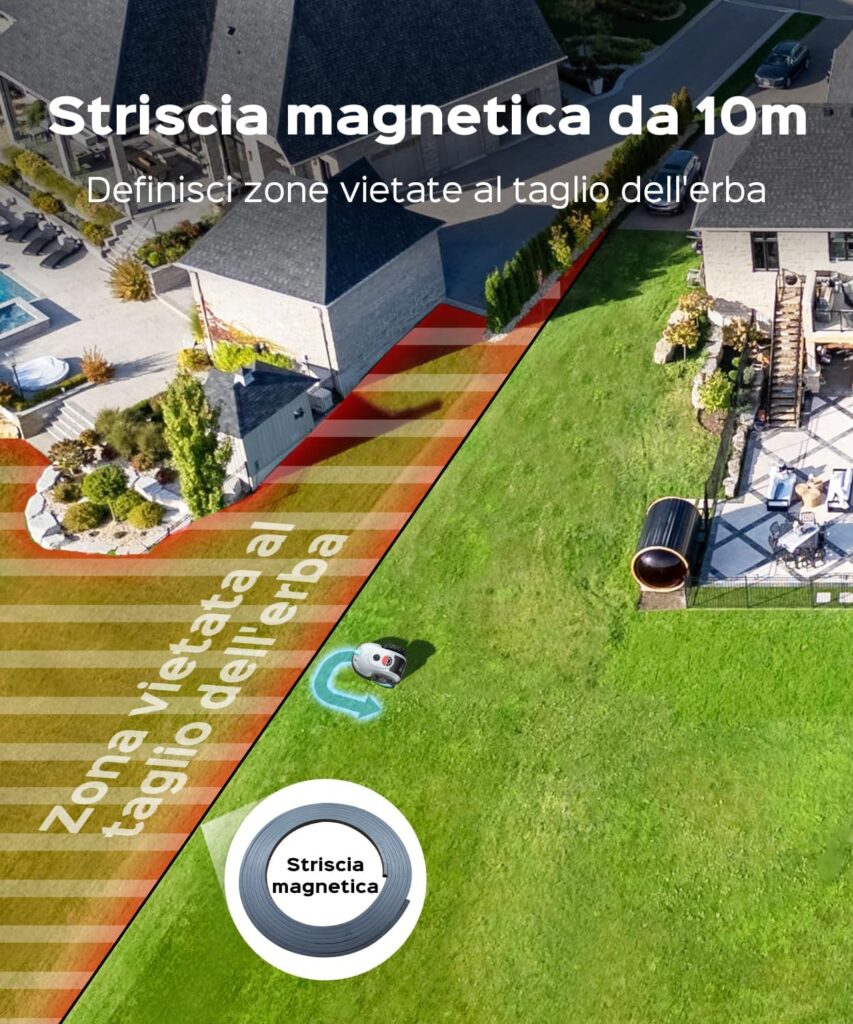 robot tagliaerba YARDCARE V100 senza filo con navigazione visiva per piccoli giardini