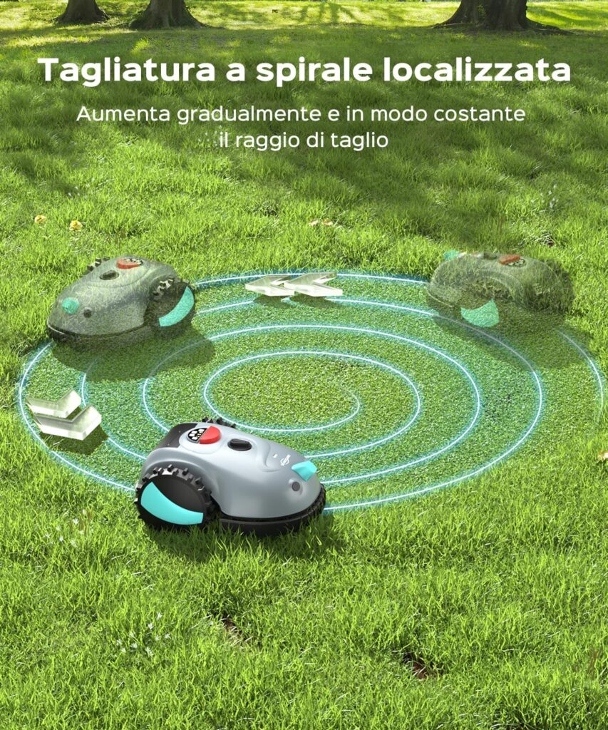 robot tagliaerba YARDCARE V100 senza filo per giardino piccolo con navigazione intelligente
