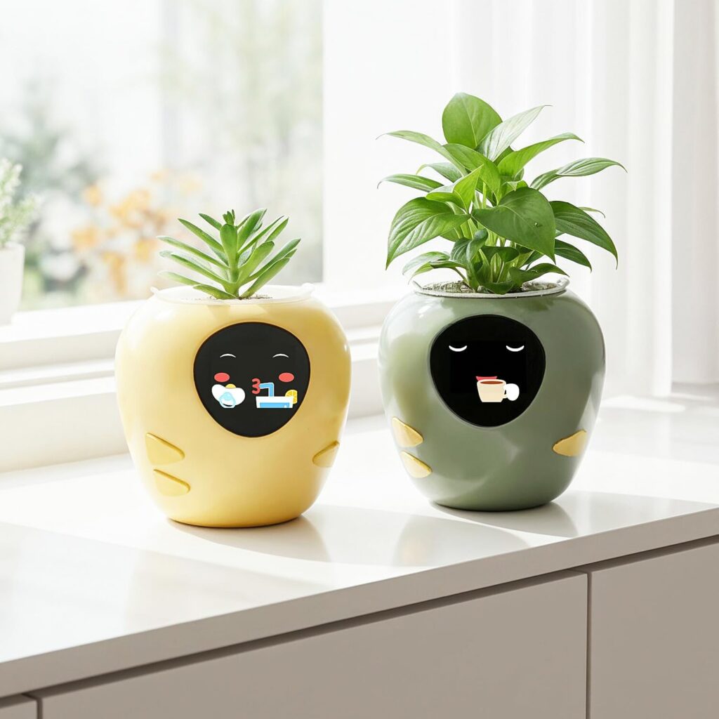 smart flower pot Masdio Plantbot con display LCD interattivo