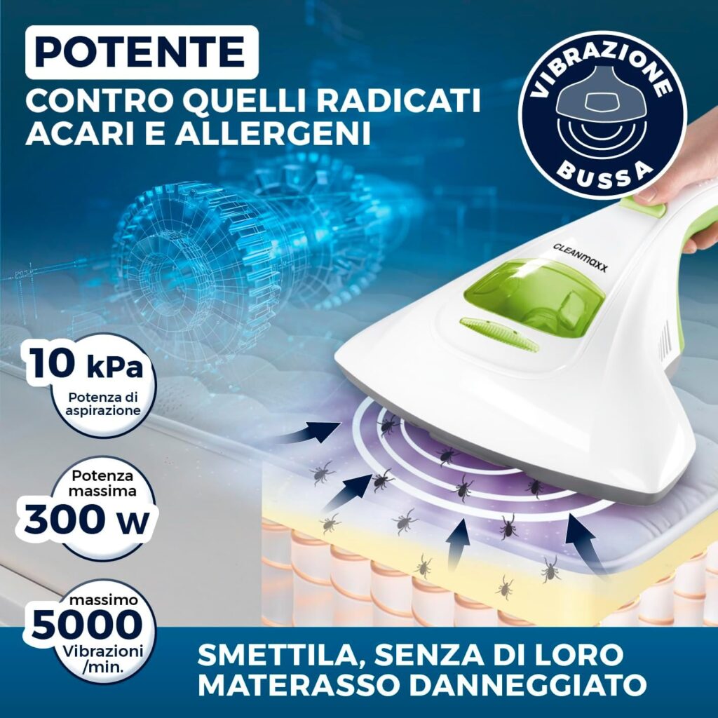 aspirapolvere antiacaro materassi UV-C CLEANmaxx potente