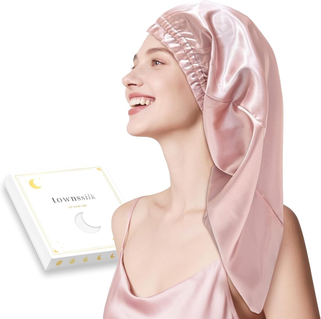 cuffia di seta per dormire capelli ricci lunghi anticrespo