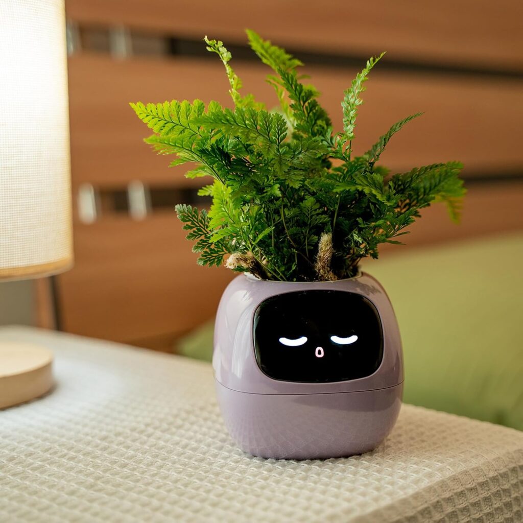 vaso intelligente per piante PLANTSIO con display LCD e assistente AI per cura delle piante da interno