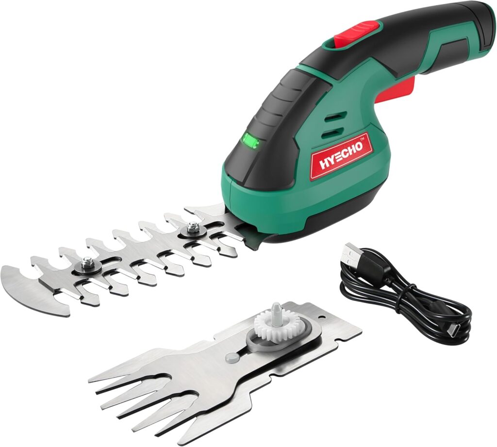 mini tagliasiepi a batteria HYECHO con doppia lama per giardino