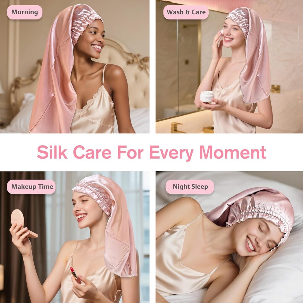 cuffia di seta capelli notte protezione anticrespo cuffia di seta per dormire capelli ricci lunghi anticrespo 22 momme