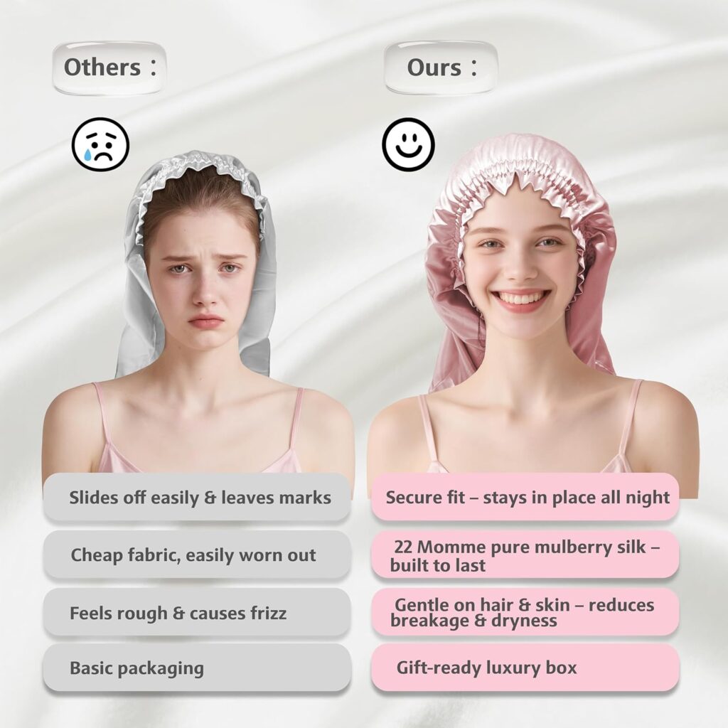 cuffia seta capelli crespi riduzione attrito notte