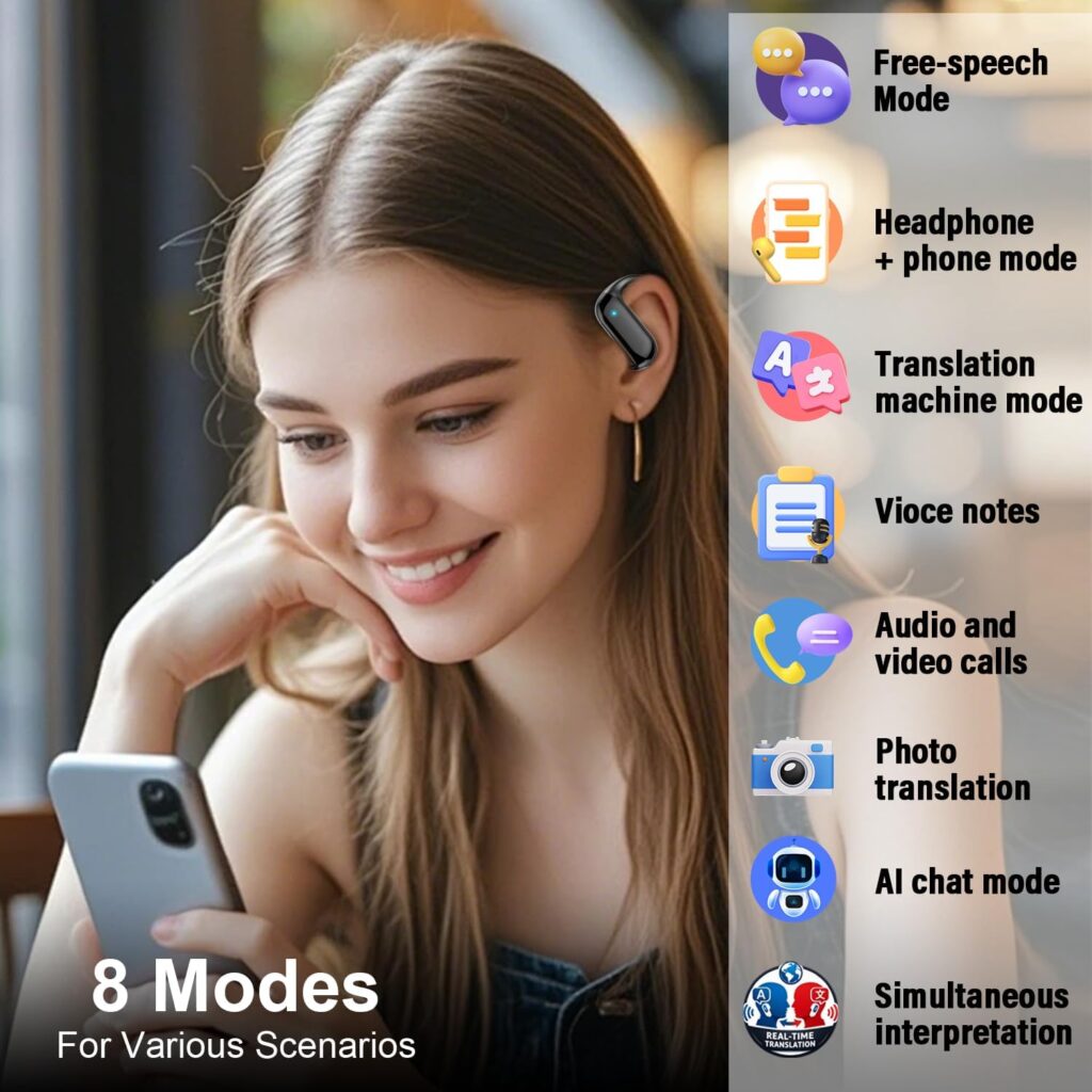 Cuffie AI per tradurre 165 lingue con Bluetooth 5.4 e traduzione simultanea in tempo reale