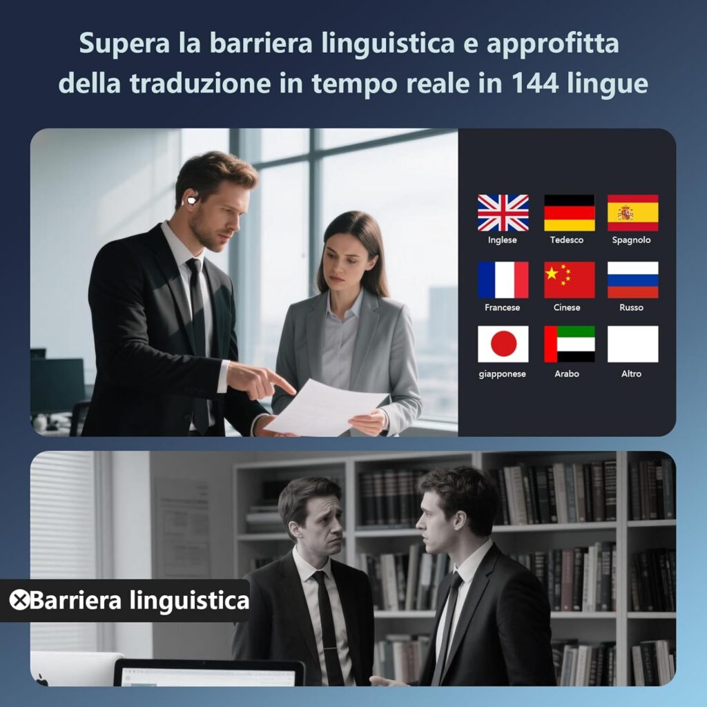 Auricolari traduzione simultanea 144 lingue