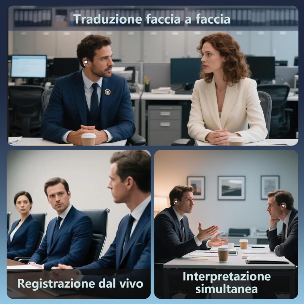 Auricolari wireless traduttori vocali intelligenti