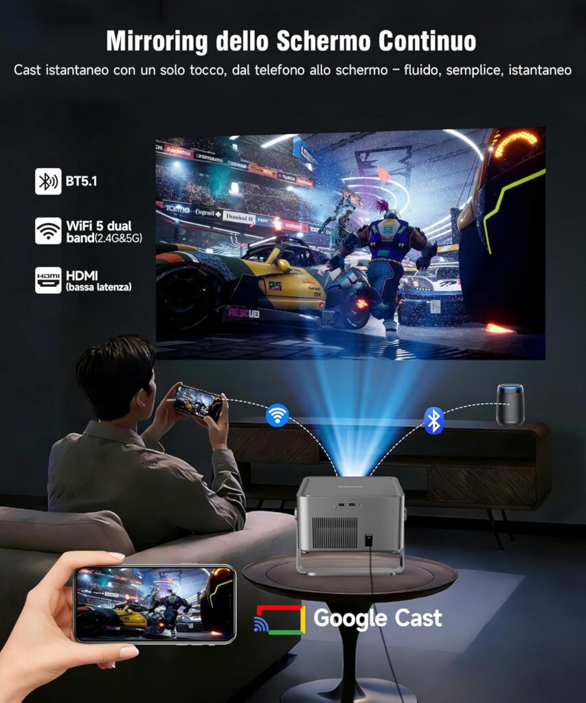 Magcubic Proiettore 4K home cinema con schermo grande e qualità HDR10+