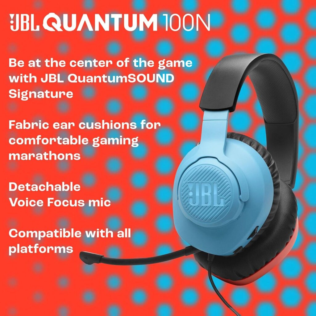 JBL Quantum 100N cuffie over-ear con microfono Voice Focus rimovibile