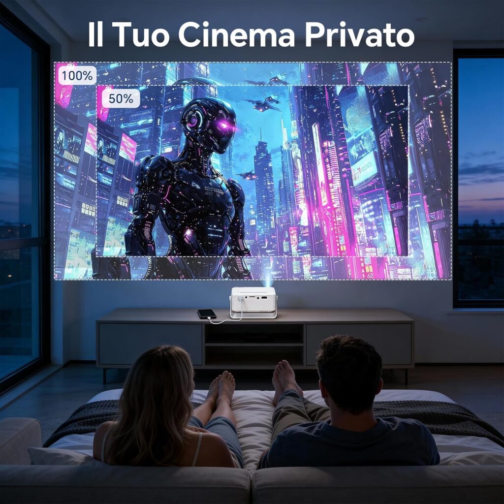 Piccolo proiettore portatile perfetto per camera da letto e salotto